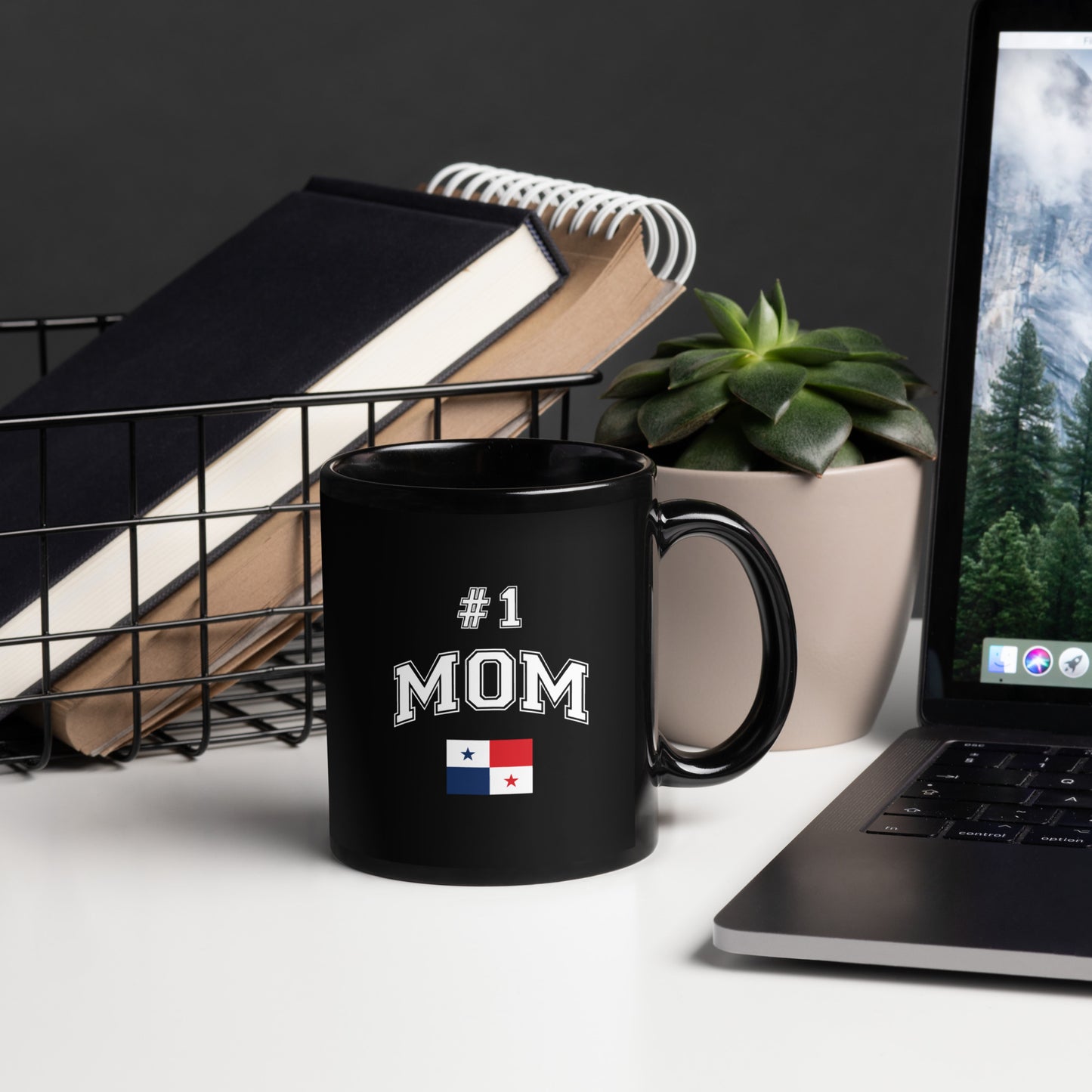 #1 MOM Black Glossy Mug